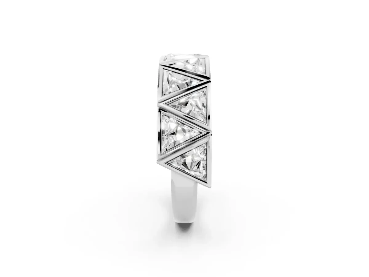 Triangle Diamond Geometric Mens Band Silver