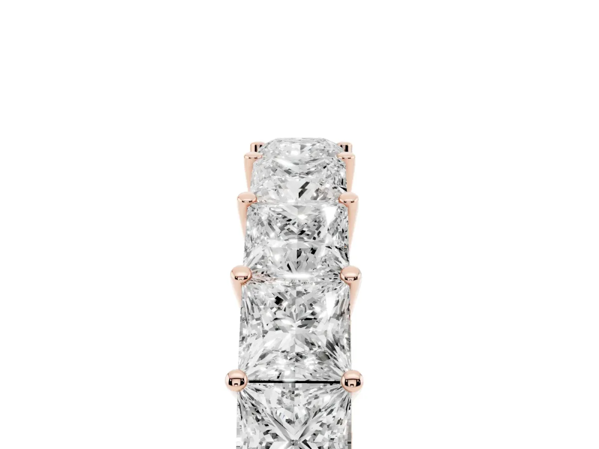 Princess Cut Half Eternity Band with Shared Prong Setting Rose gold
