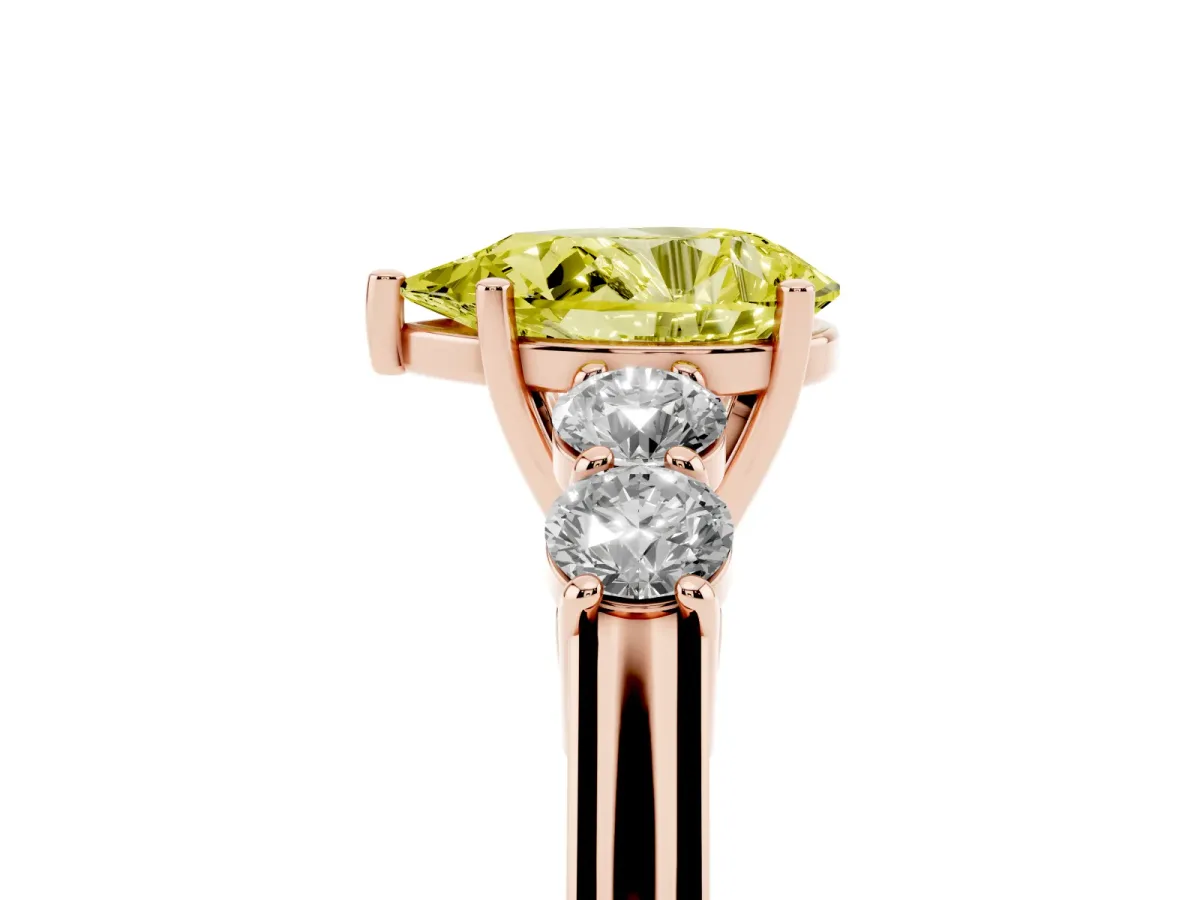 Fancy Yellow Pear Cut Cut Diamond Five-Stone Prong Set White Gold Ring Rose gold
