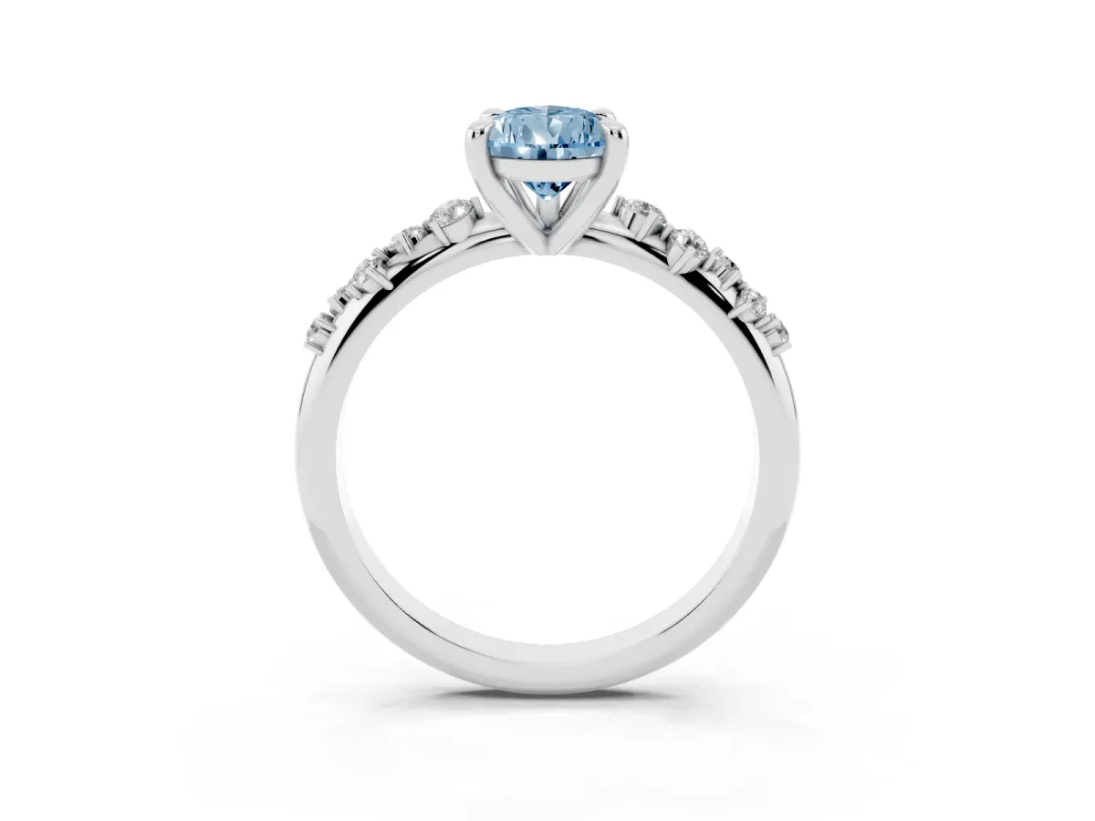 Fancy Blue Pear Cut Cut Diamond Vine Band with Four-Prong Setting Platinum