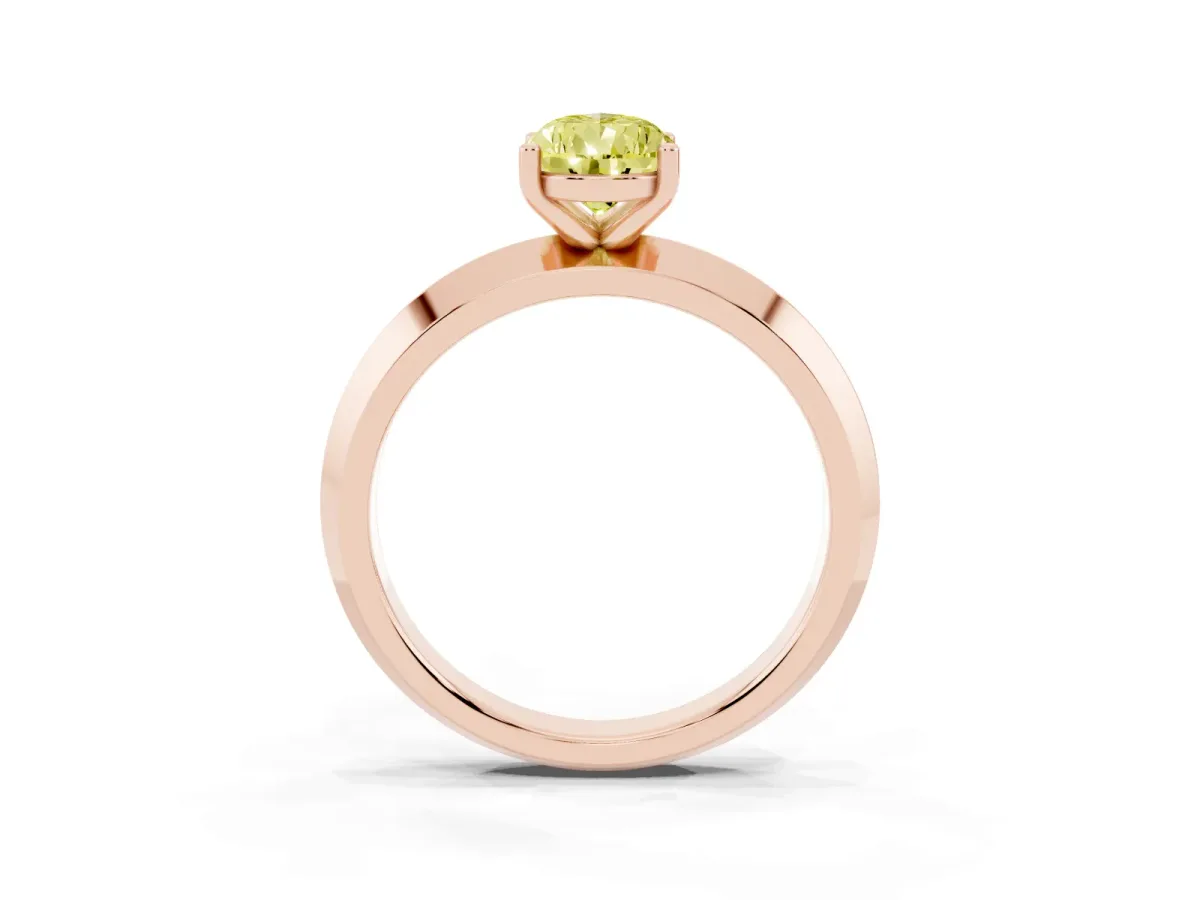 Fancy Yellow Pear Cut Cut Solitaire Engagement Ring with Flat Band and Four-Prong Setting Rose gold