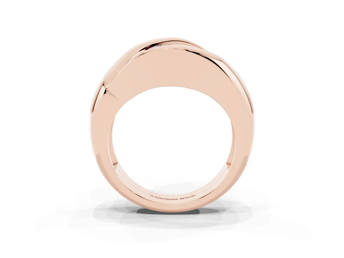 Channel Set Emerald Cut Diamond Crossover Band Rose gold