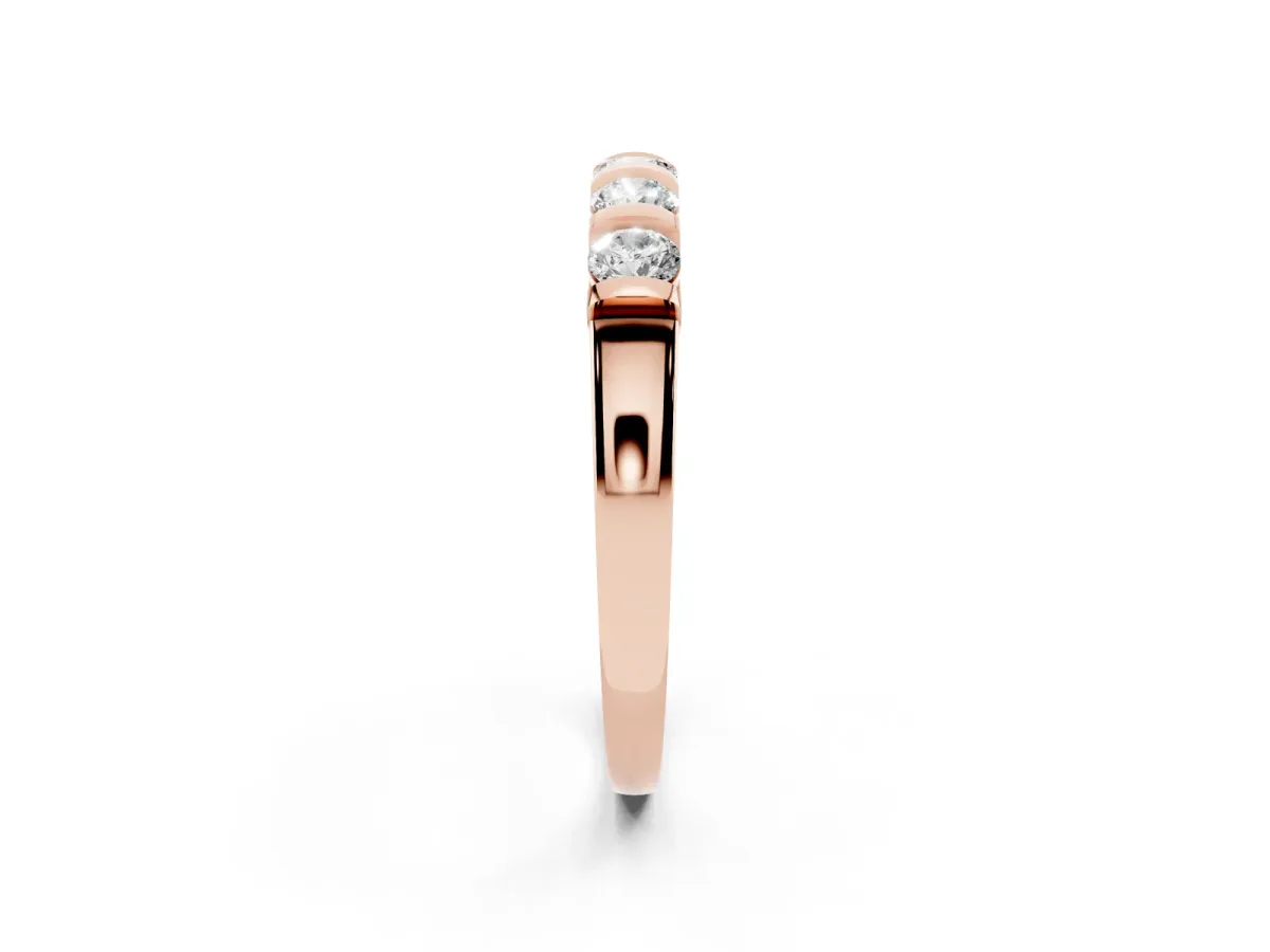 Five-Stone Round Diamond Half-Eternity Bar-Set Ring Rose gold