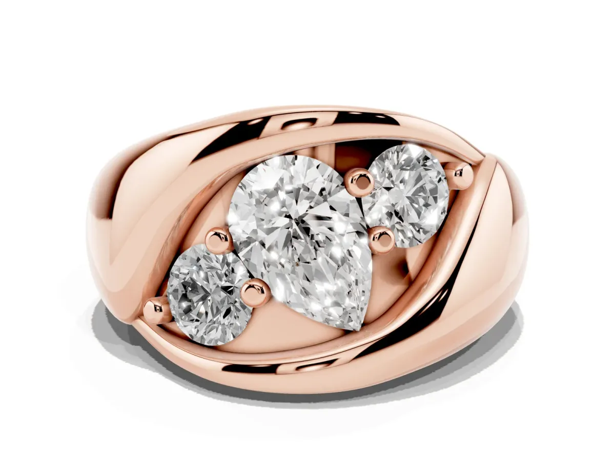 Channel Set Pear Cut Diamond Crossover Band Rose gold