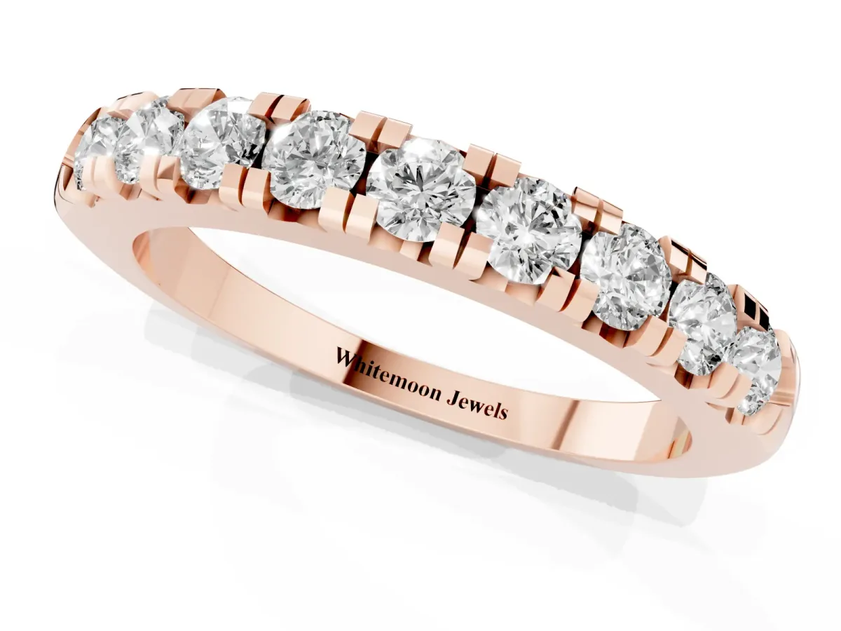 Round Diamond Half-Eternity Prong Set Band Rose gold