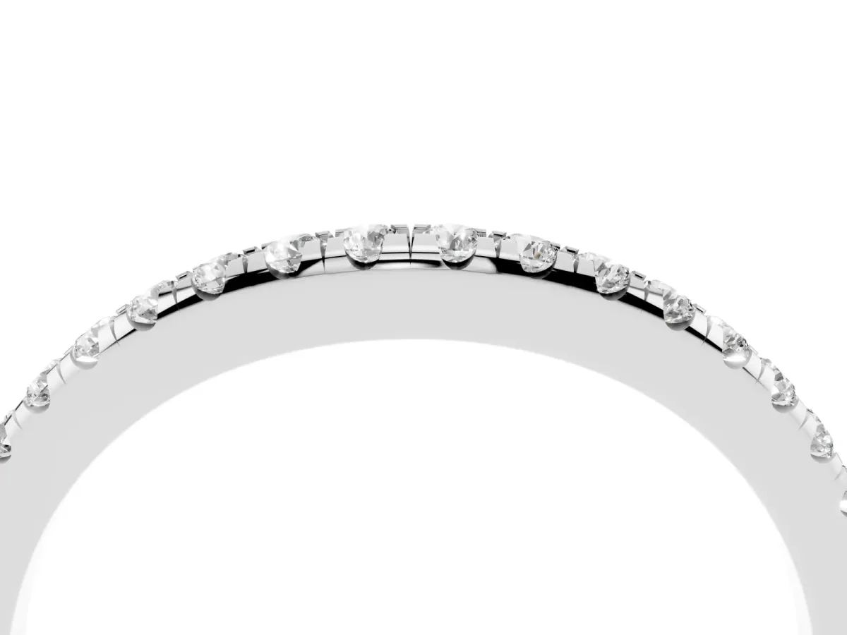 Round Diamond Pavé Set Curved White Gold Band Platinum