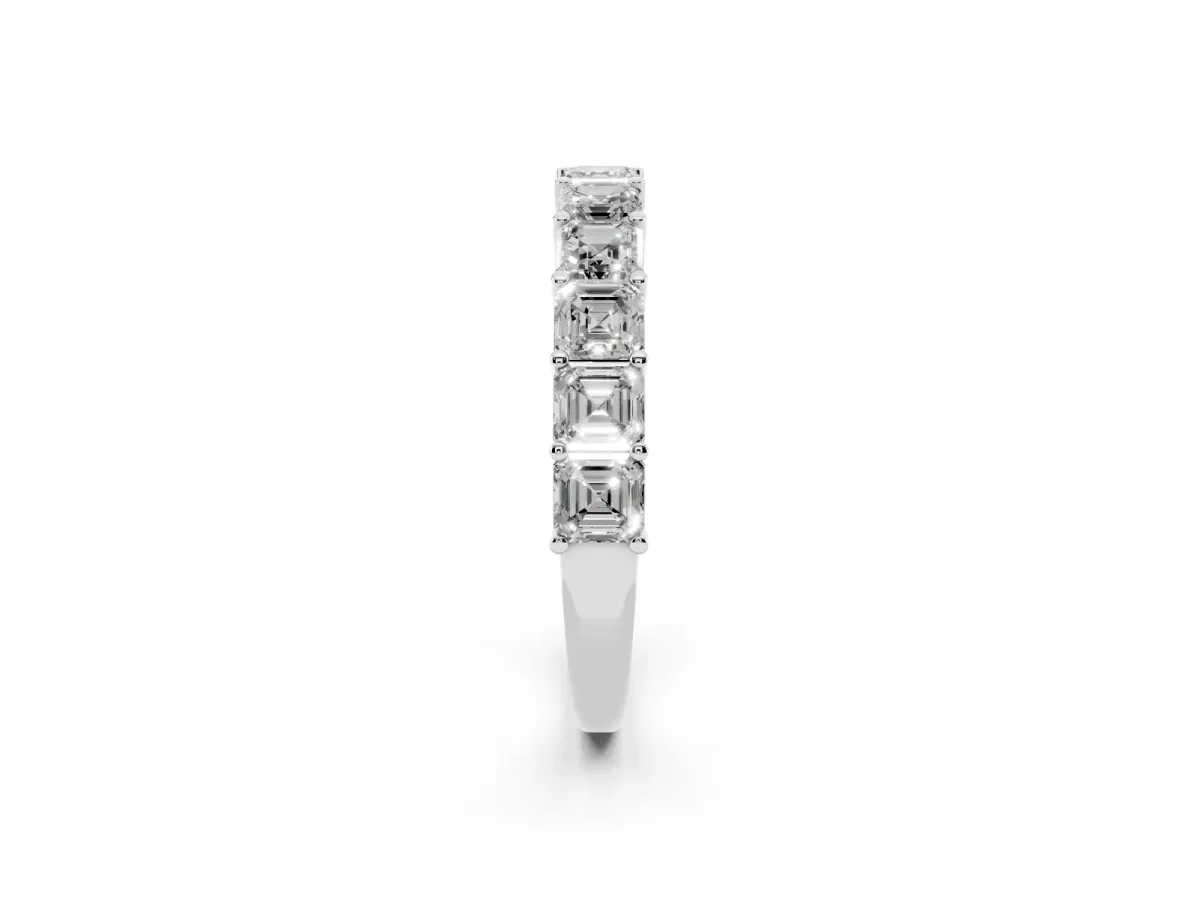 Asscher Cut Half Eternity Band with Shared Prong Setting Platinum