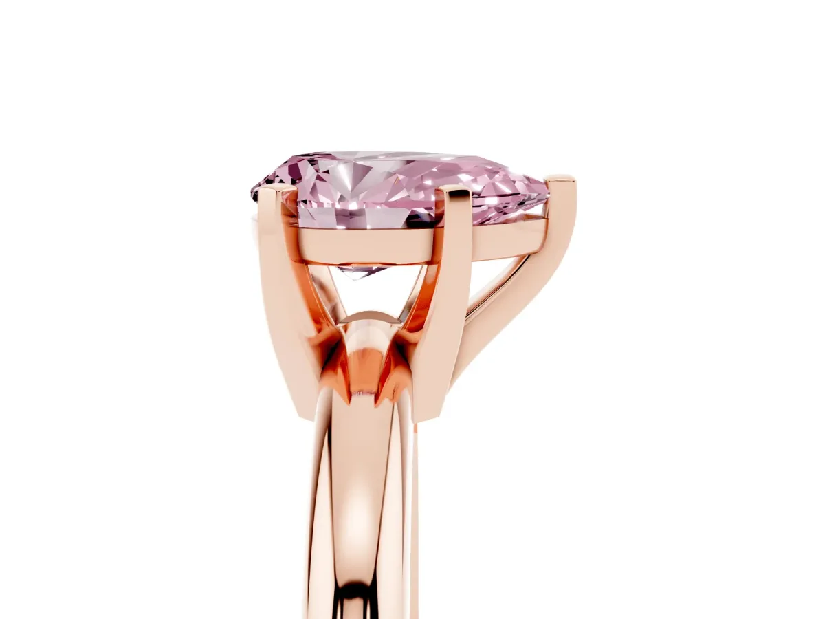 Fancy Pink Pear Cut Diamond Solitaire Engagement Ring with Round Band and Four-Prong Setting Rose gold