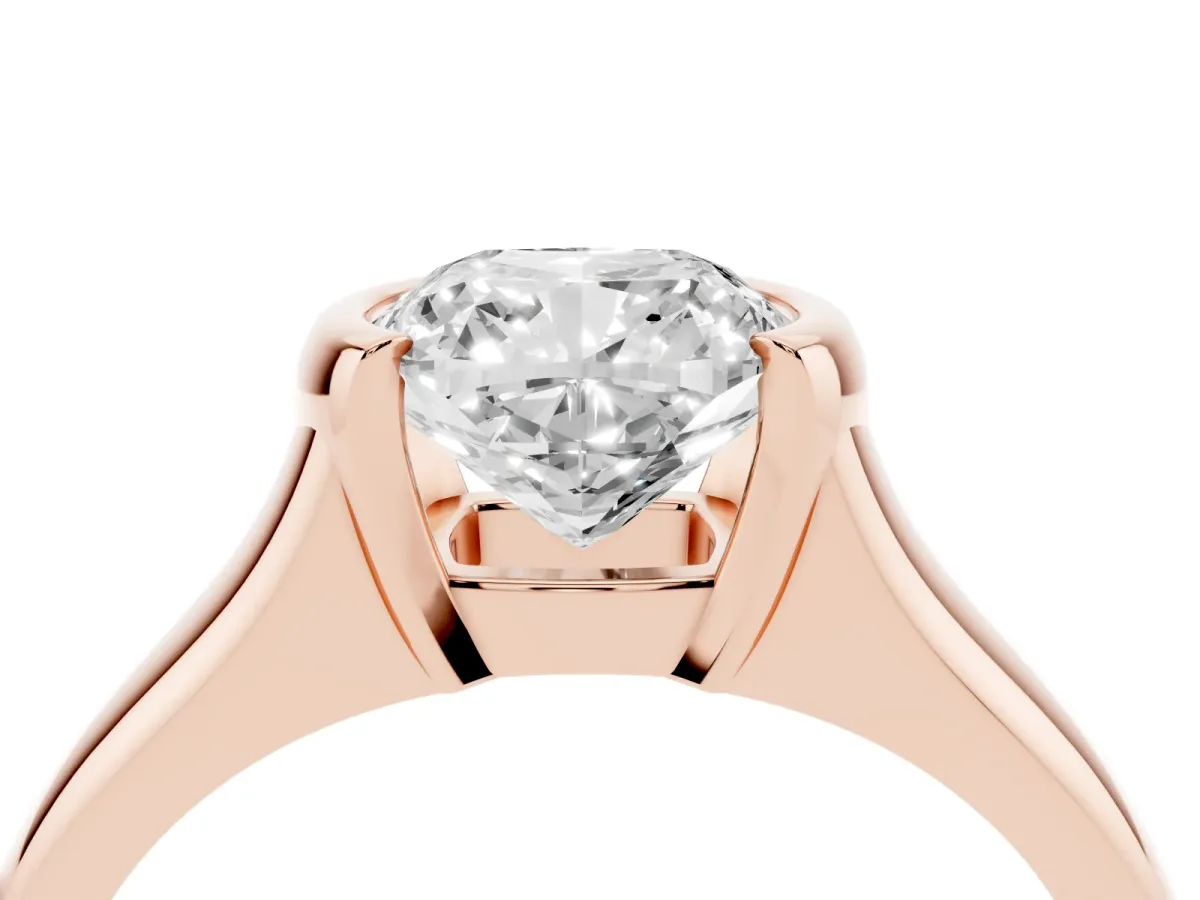 Cushion Cut Solitaire Tension Set Diamond Ring with Split Shank Band Rose gold