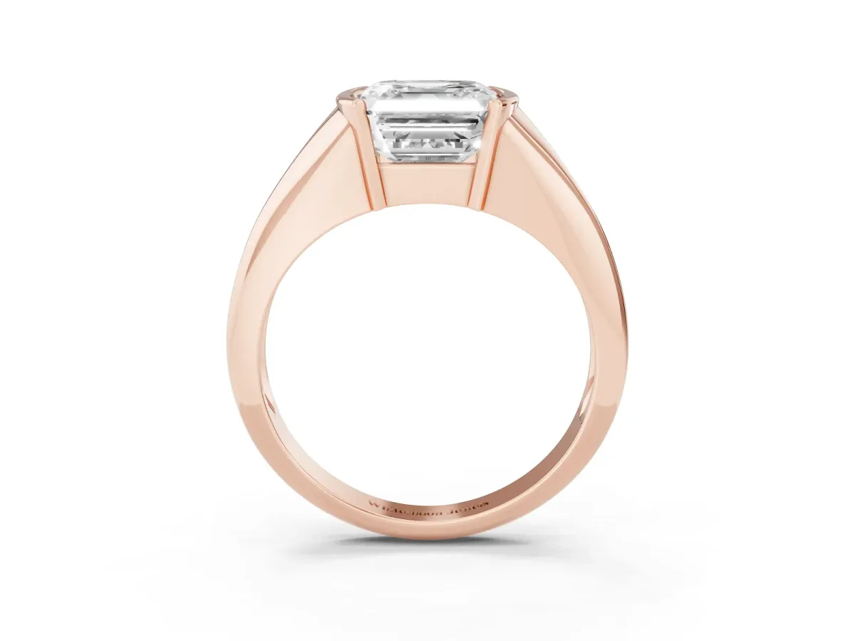 Asscher Cut Solitaire Tension Set Diamond Ring Rose gold