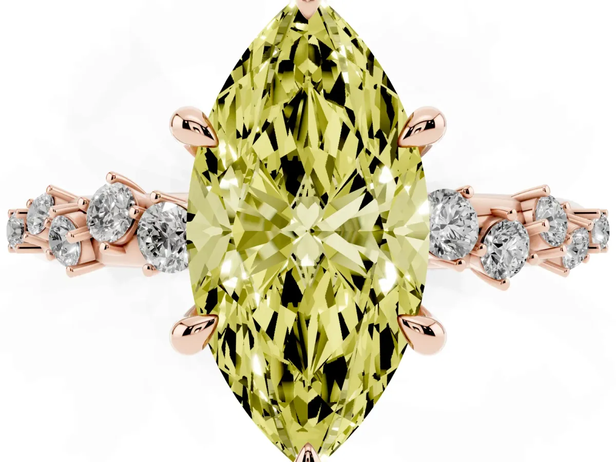 Fancy Yellow Marquise Cut Cut Diamond Vine Band with Four-Prong Setting Rose gold