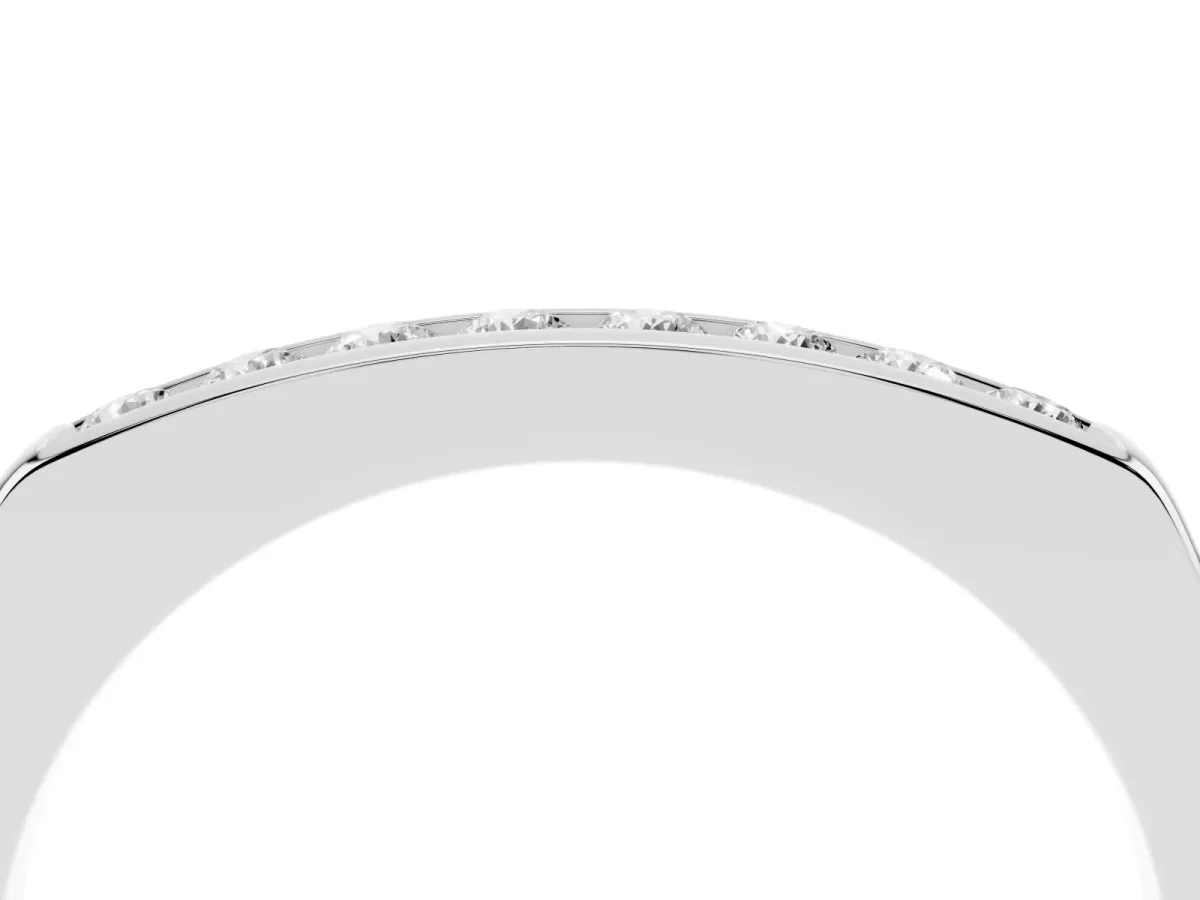 Channel Set Round Diamond Flat Band Silver