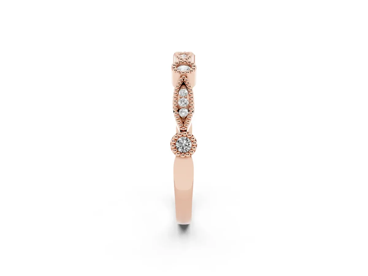 Milgrain Bezel and Marquise Diamond Band Rose gold