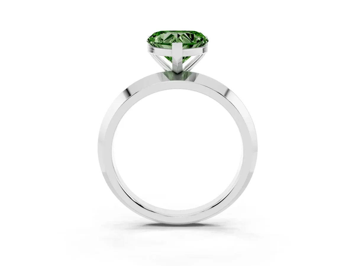 Fancy Green Heart Cut Cut Solitaire Engagement Ring with Flat Band and Four-Prong Setting Platinum