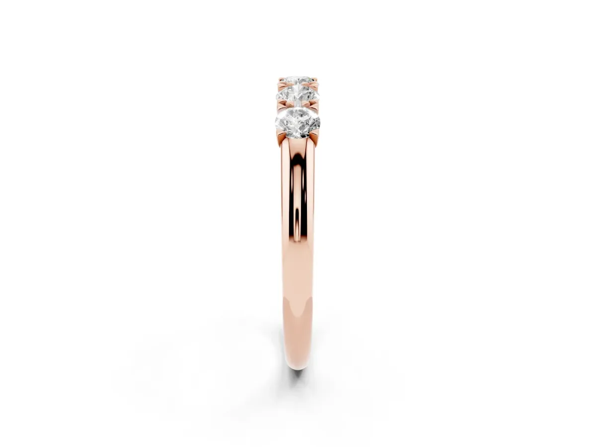 Round Diamond Channel Set Half Eternity Band with Shared Prong Setting Rose gold