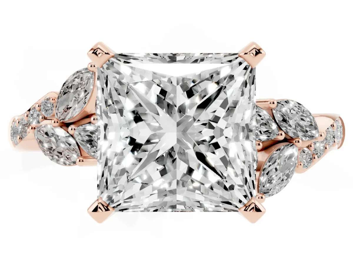 Princess Cut Solitaire Marquise Twist Band with Six-Prong Setting Rose gold