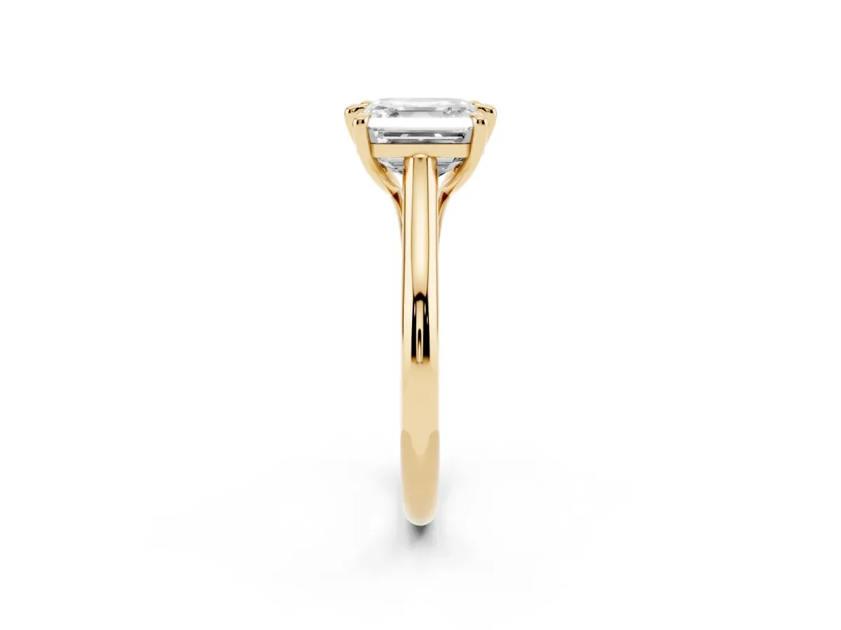 Asscher Cut Solitaire Engagement Ring with Six-Prong Setting and Classic Band Yellow gold