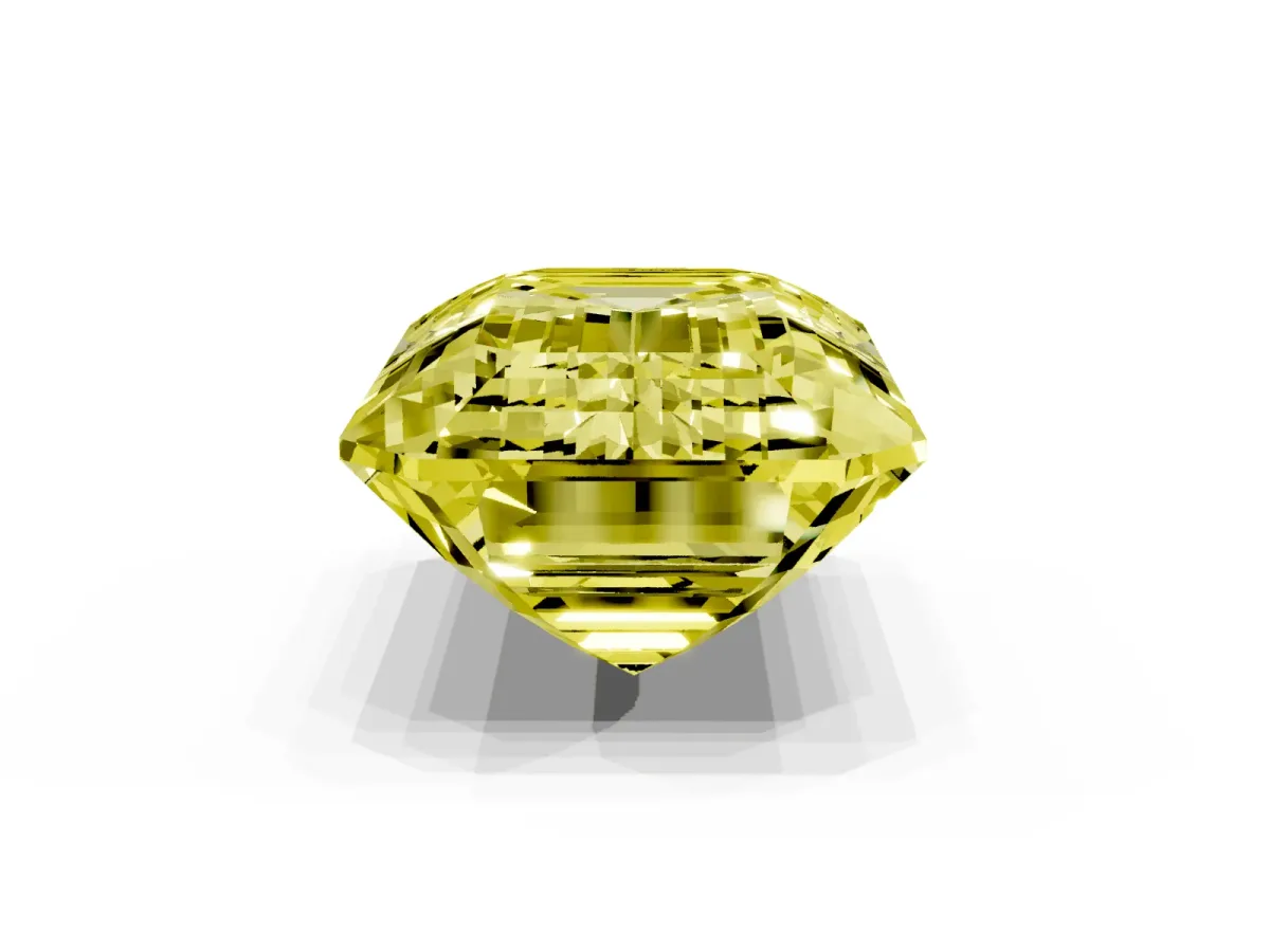 Fancy Yellow Emerald Cut Solitaire Twist Band Six-Prong Setting Yellow gold