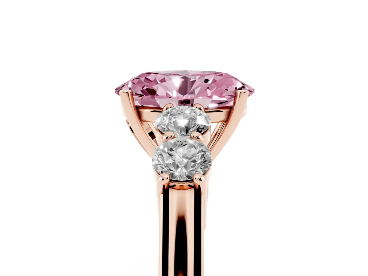 Fancy Pink Oval Cut Cut Diamond Five-Stone Prong Set White Gold Ring Rose gold