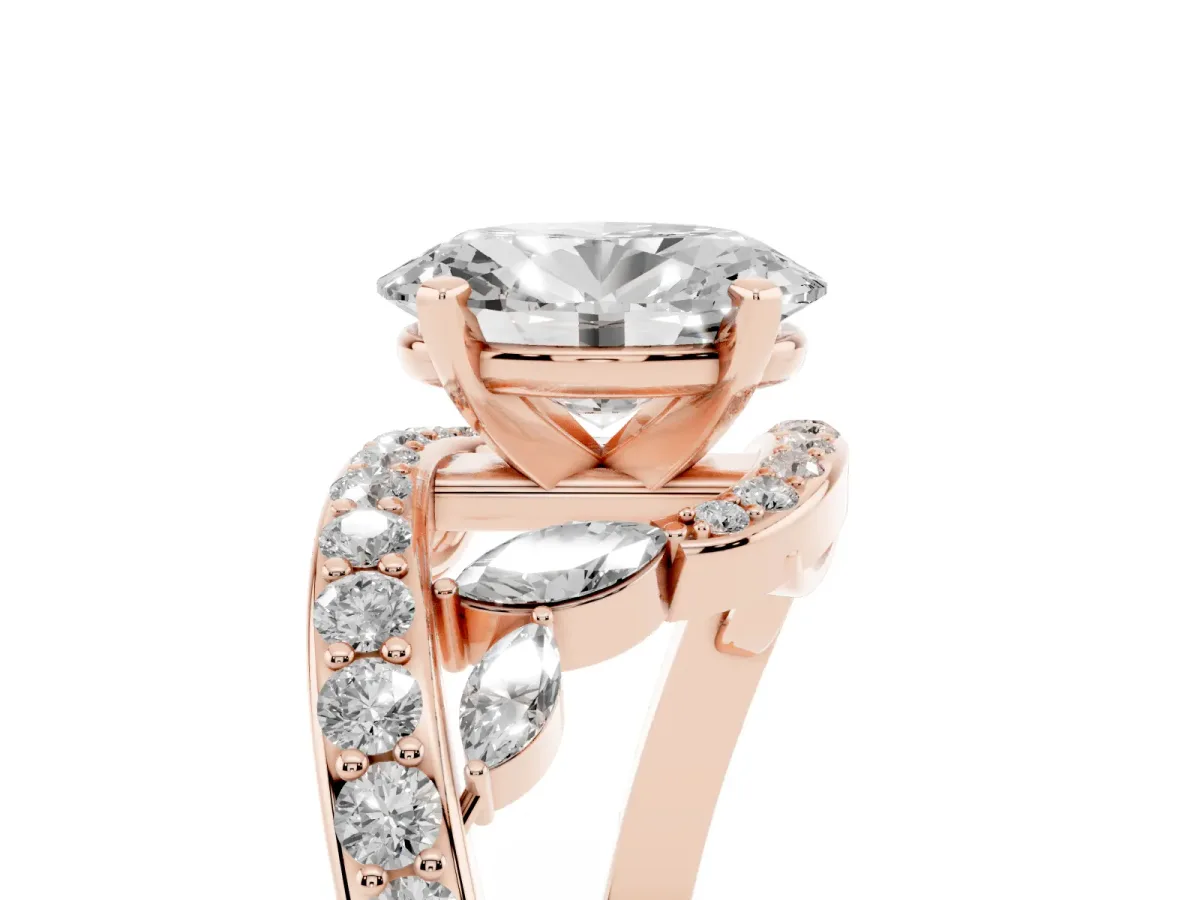 Oval Cut Solitaire with Pavé Twist Band and Four-Prong Setting Rose gold