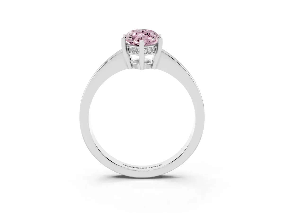 Fancy Pink Marquise Cut Solitaire Pavé Band Prong Setting Ring White gold