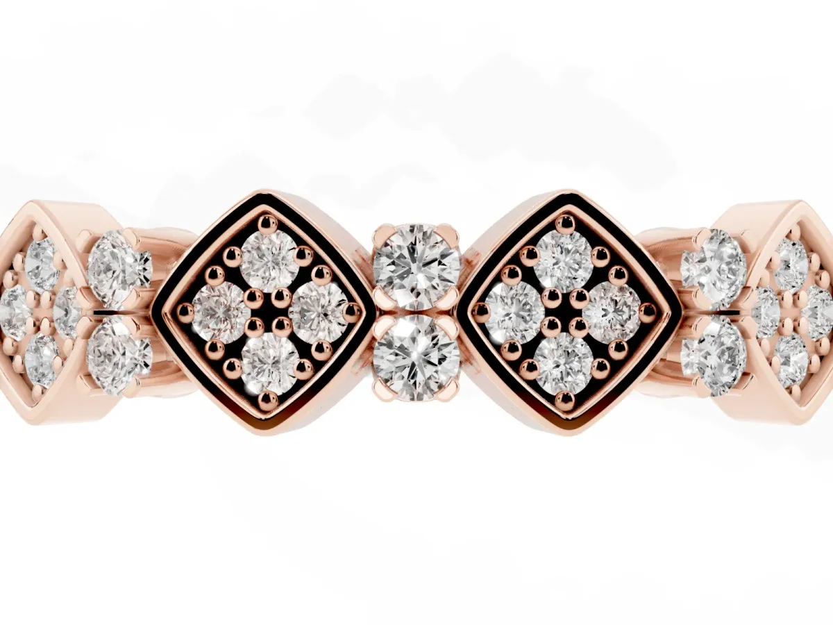 Pavé Cushion Diamond Cluster Eternity Band with Prong Setting Rose gold