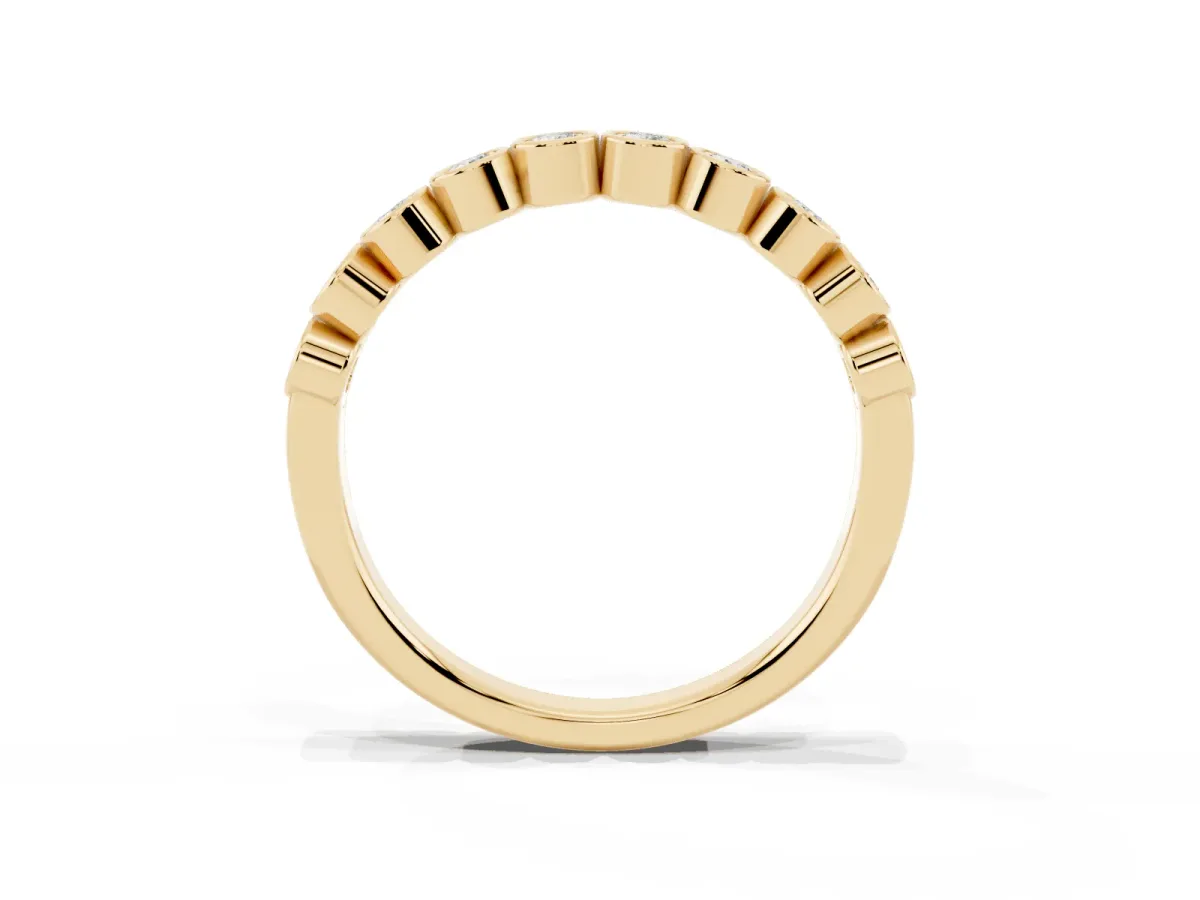 Bezel Set Round Diamond Eternity Band Yellow gold