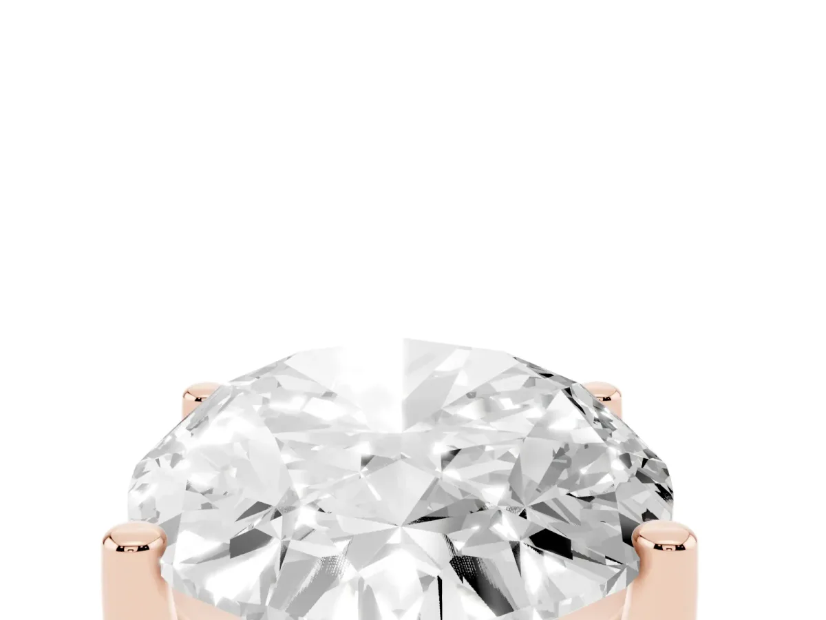 Oval Cut Cut Diamond Solitaire Engagement Ring with Tapered Plain Band and Four-Prong Setting Rose gold