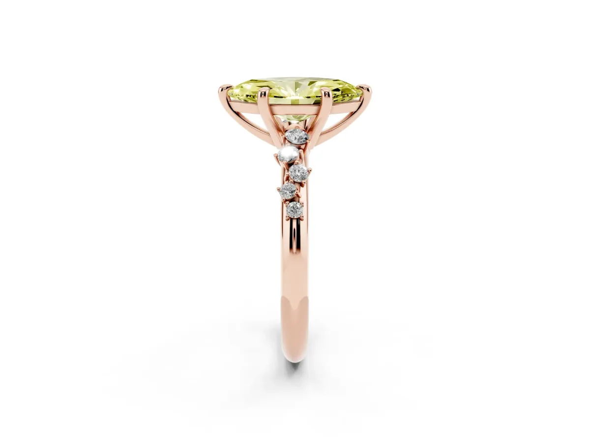 Fancy Yellow Marquise Cut Cut Diamond Vine Band with Four-Prong Setting Rose gold