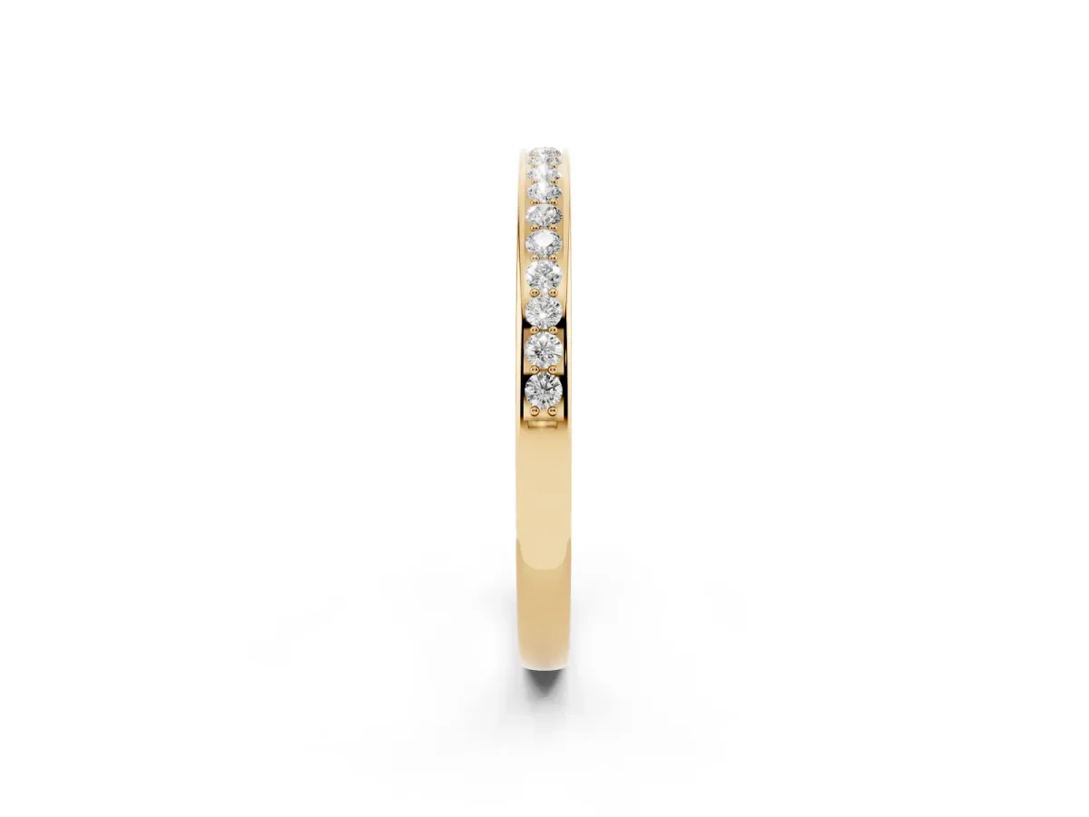 Round Diamond Pavé Set Half-Eternity Band Yellow gold