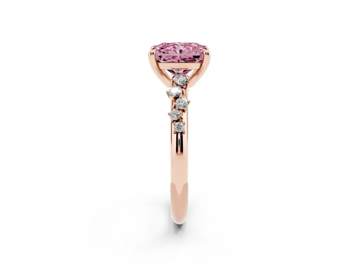 Fancy Pink Radiant Cut Cut Diamond Vine Band with Four-Prong Setting Rose gold