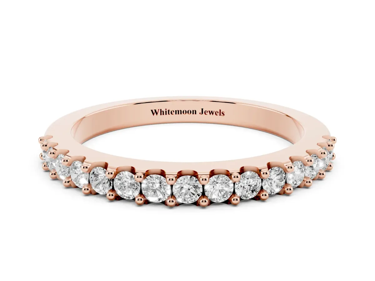 Round Diamond Pavé Set Half Eternity Band Rose gold