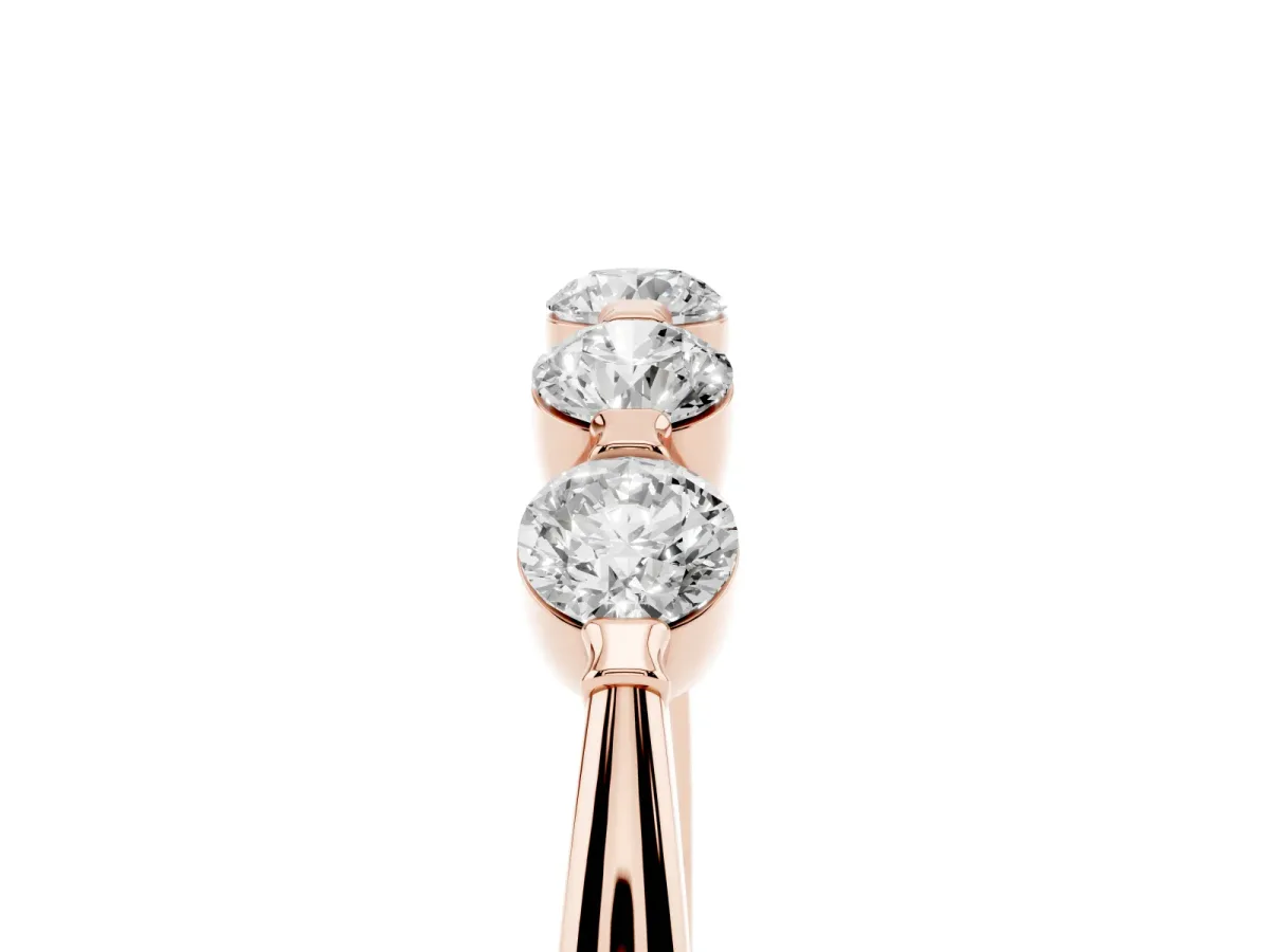 Five-Stone Round Cut Diamond Prong-Set Half Eternity Band Rose gold