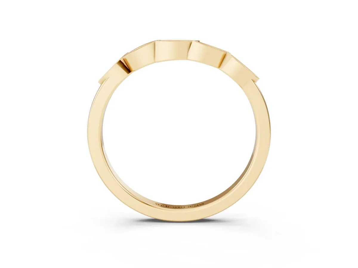 Marquise Diamond Leaf Eternity Band with Bezel Setting Yellow gold