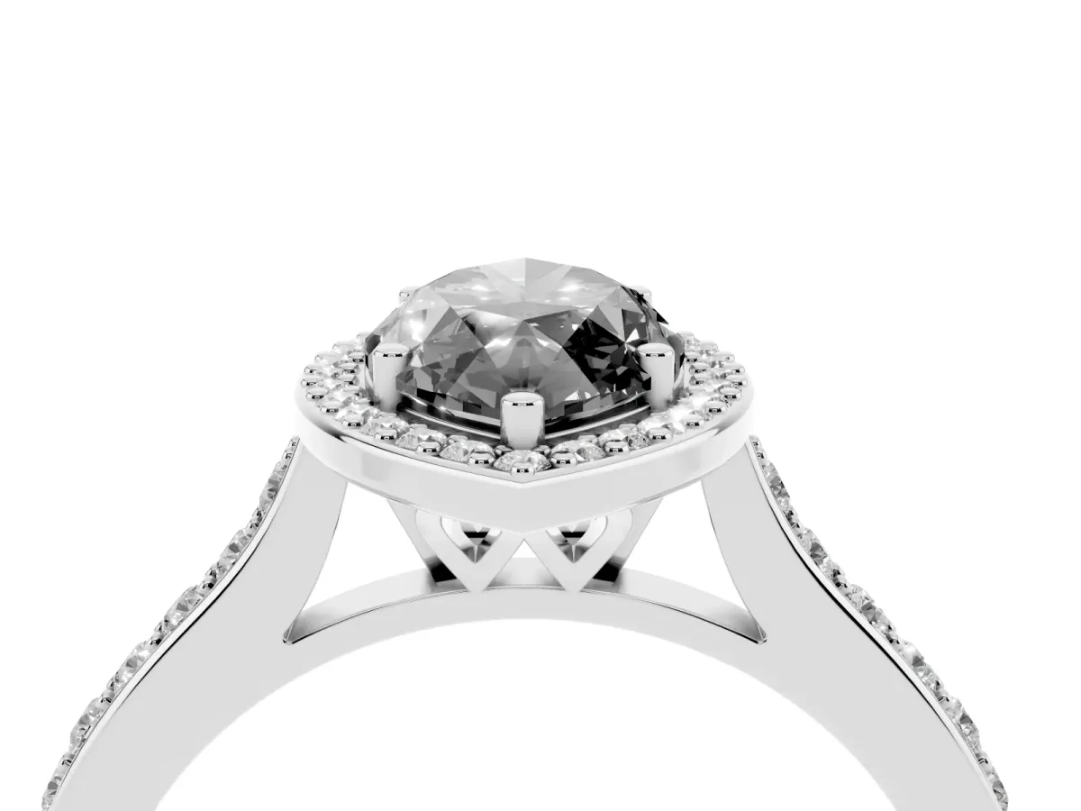 Fancy Black Marquise Cut Diamond Halo Engagement Ring with Round Pavé Shoulders and Prong Setting Platinum