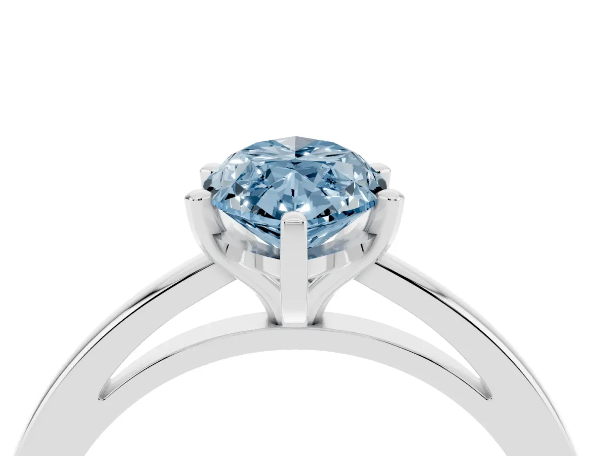 Fancy Blue Marquise Cut Solitaire Diamond Engagement Ring with Four-Prong Setting on a Classic Band Platinum