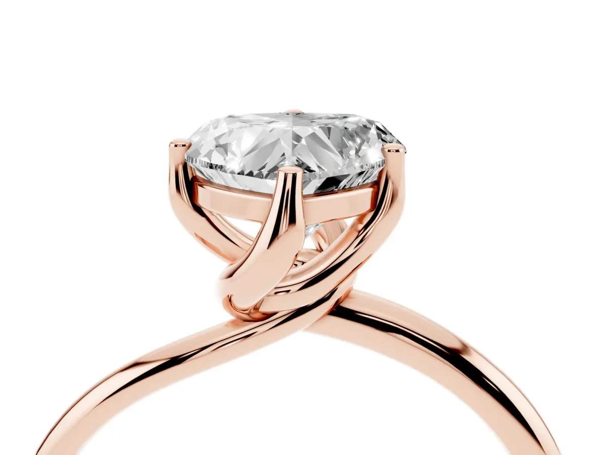Heart Cut Diamond Solitaire Engagement Ring with Four-Prong Setting and Classic Band Rose gold