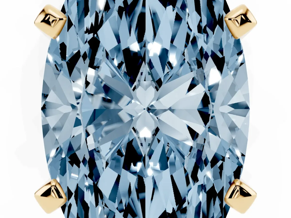 Fancy Blue Marquise Cut Diamond Solitaire Ring with Prong Setting and Classic Band Yellow gold