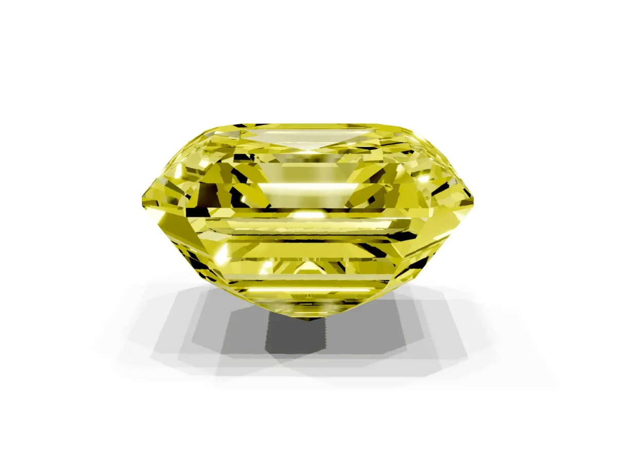 Fancy Yellow Asscher Cut Halo Diamond Ring with Milgrain Edge and Round Prong Setting Rose gold