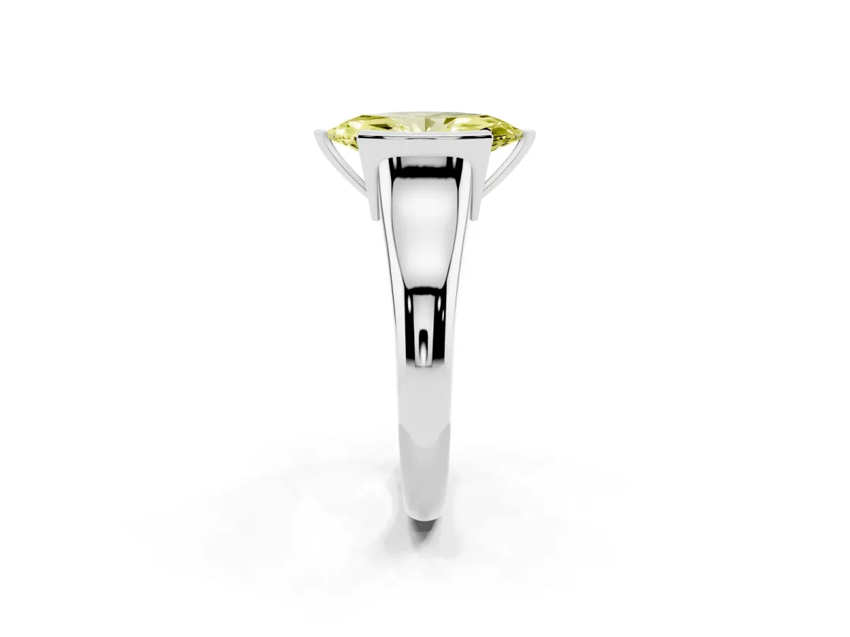 Fancy Yellow Marquise Cut Solitaire Tension Set Diamond Ring with Split Shank Band Silver
