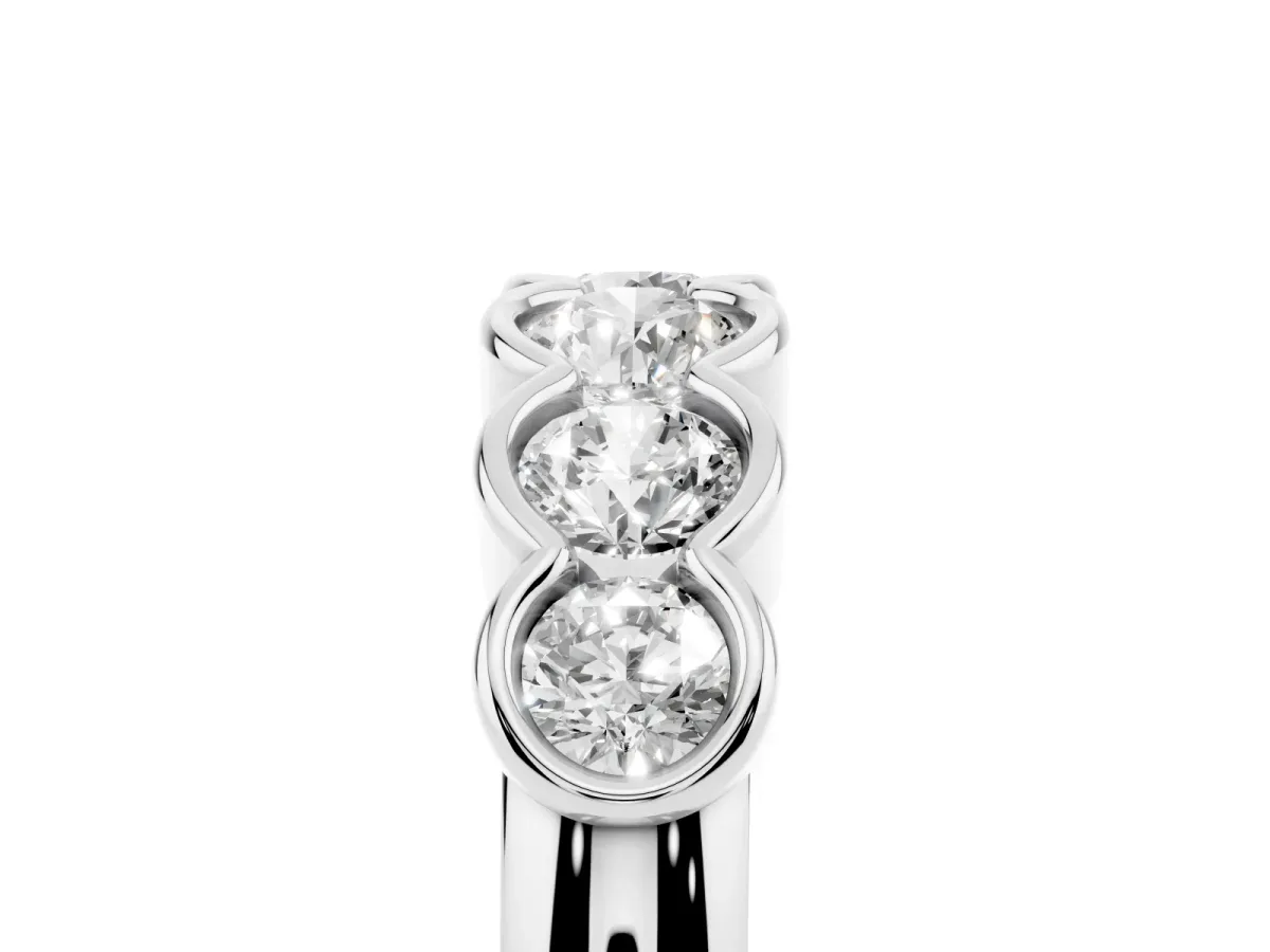 Round Diamond Scalloped Bezel Set Eternity Band Platinum