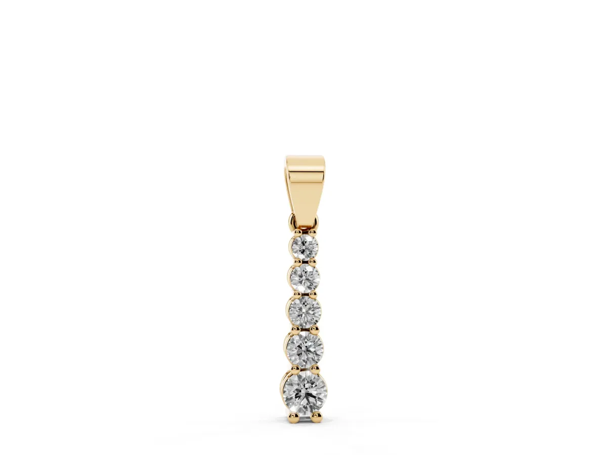Round Diamond Vertical Pendant with Prong Setting Yellow gold