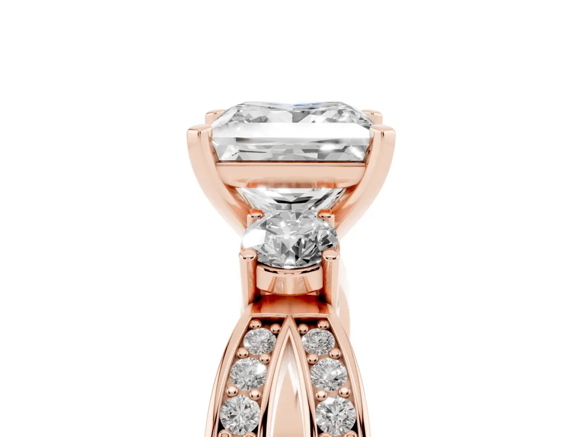 Three-Stone Princess Cut Cut Diamond Twist Band with Prong Setting Rose gold