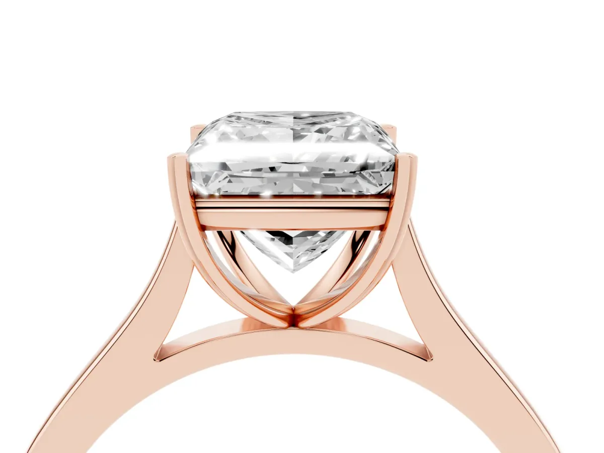 Princess Cut Solitaire Heart Prong Engagement Ring with Tapered Band Rose gold