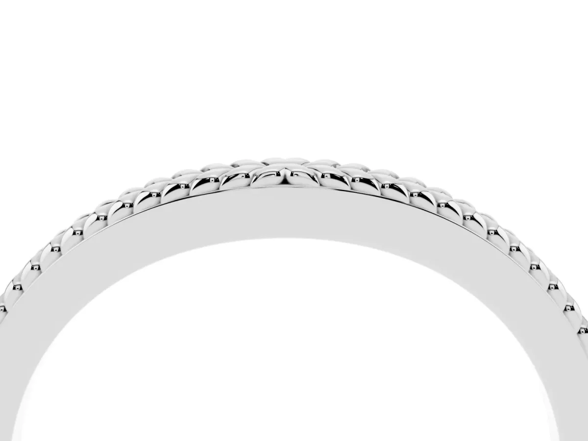 Milgrain Twist Contour Wedding Band White gold