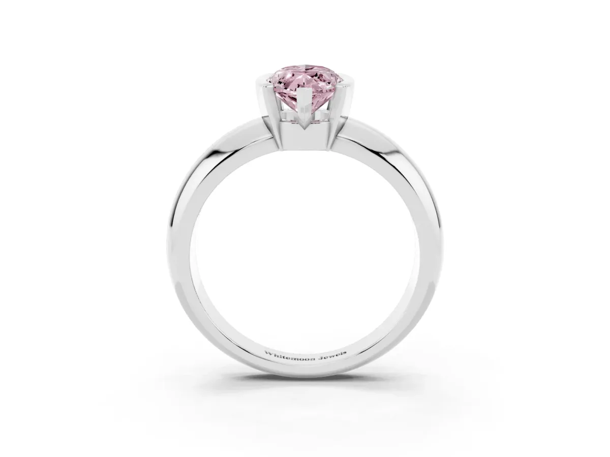 Fancy Pink Marquise Cut Solitaire Tension Set Diamond Ring with Wide Band Silver