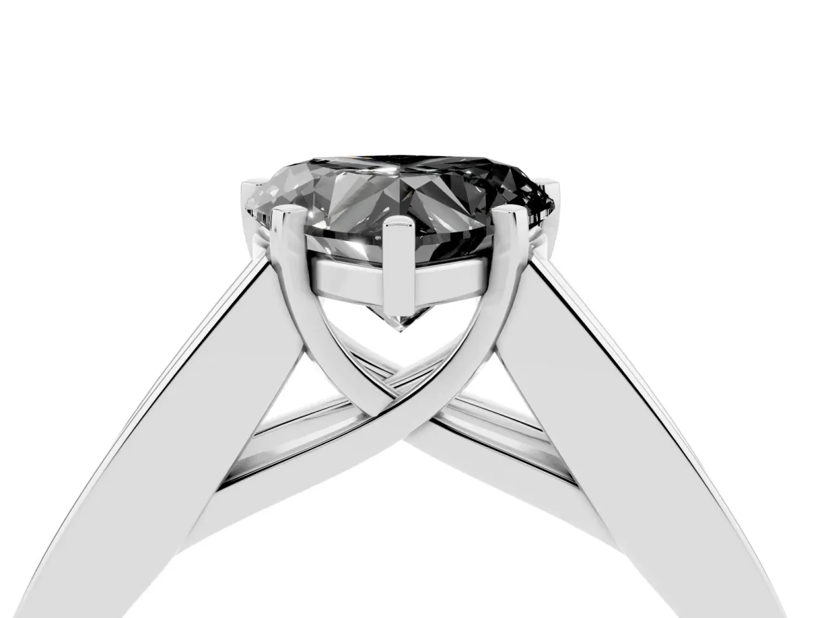 Fancy Black Heart Cut Cut Channel Set Solitaire Ring with Four-Prong Setting Silver