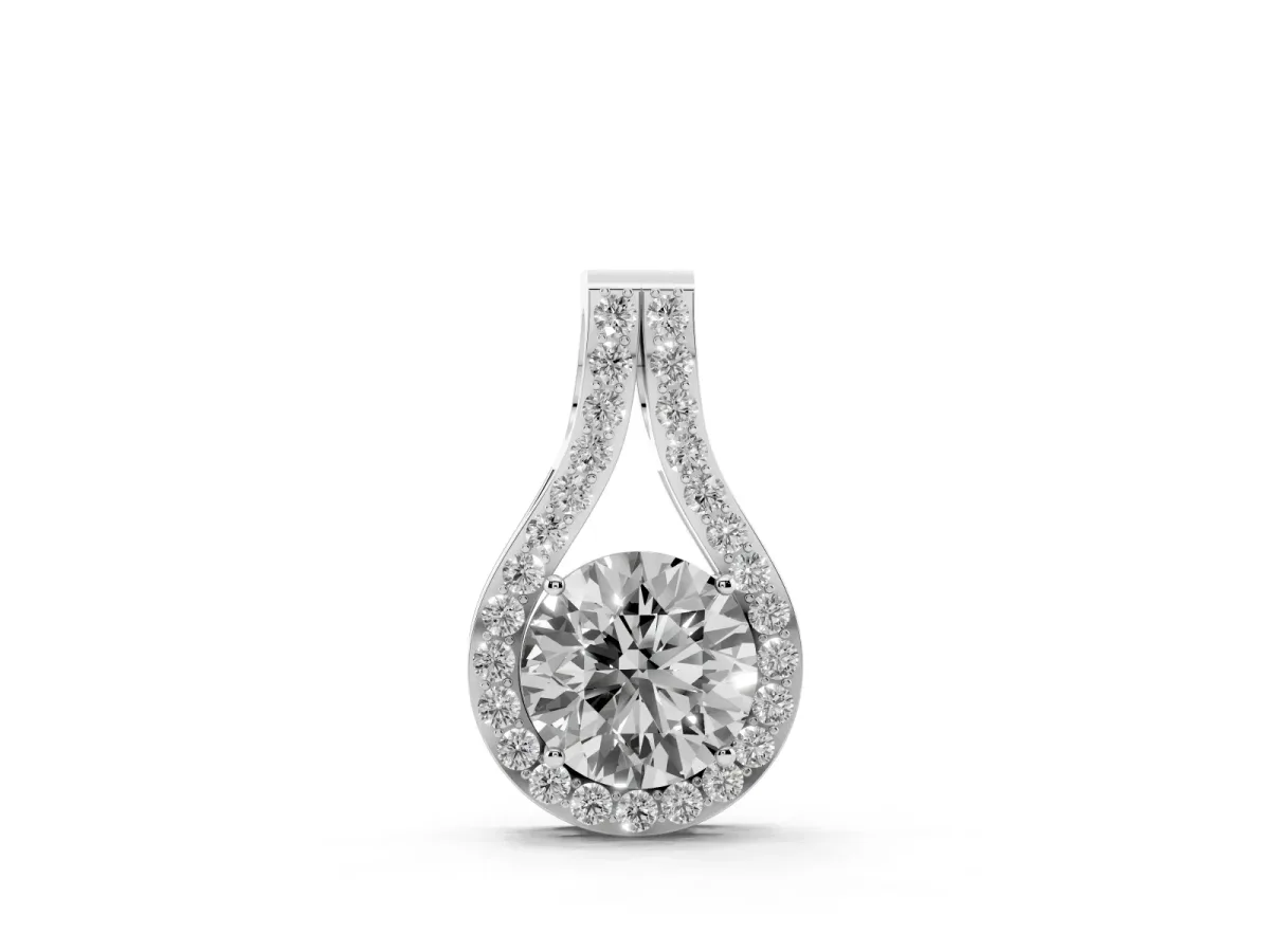 Round Halo Prong-Set Pendant Silver