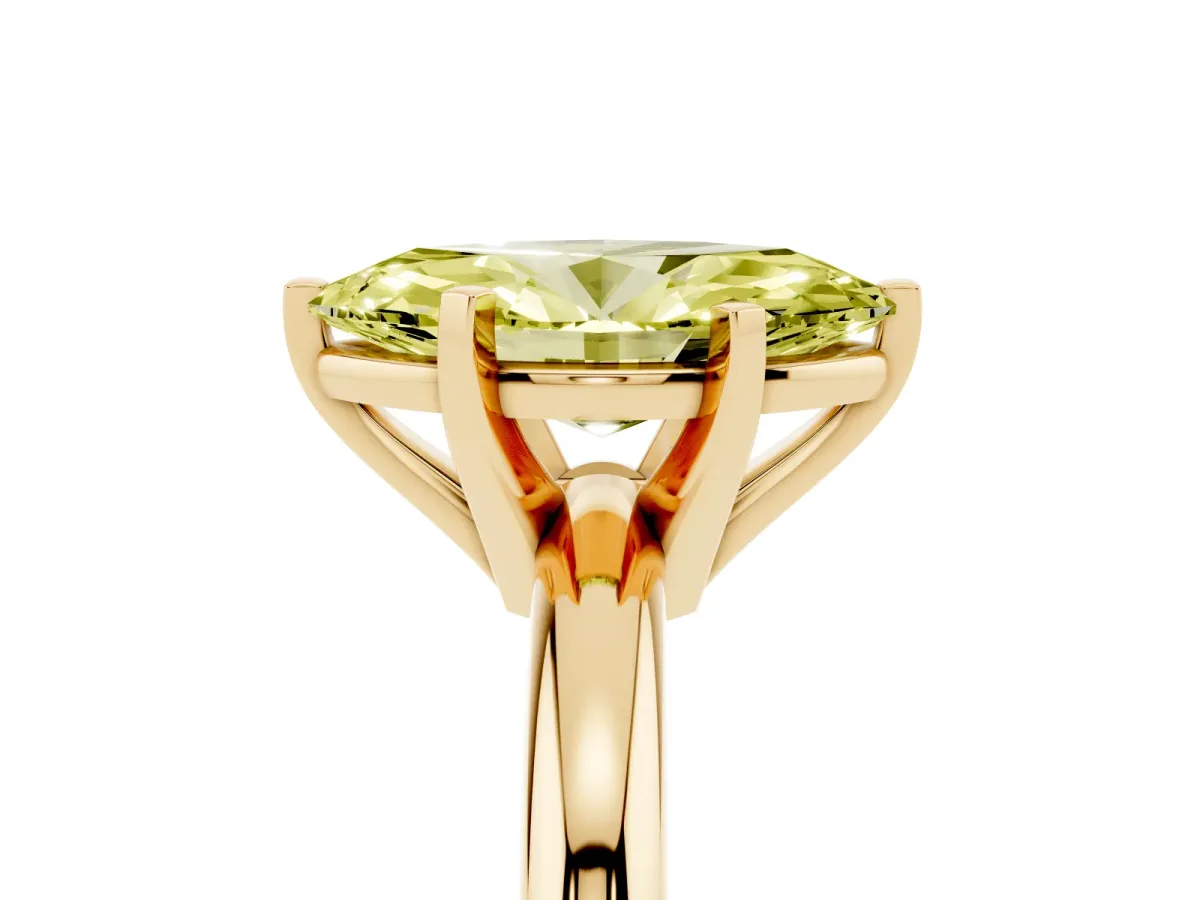 Fancy Yellow Marquise Cut Diamond Solitaire Engagement Ring with Round Band and Four-Prong Setting Yellow gold