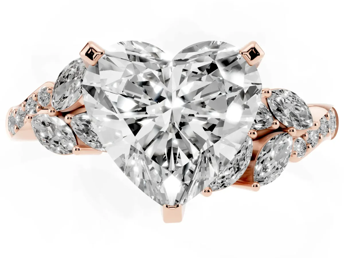 Heart Cut Solitaire Marquise Twist Band with Six-Prong Setting Rose gold